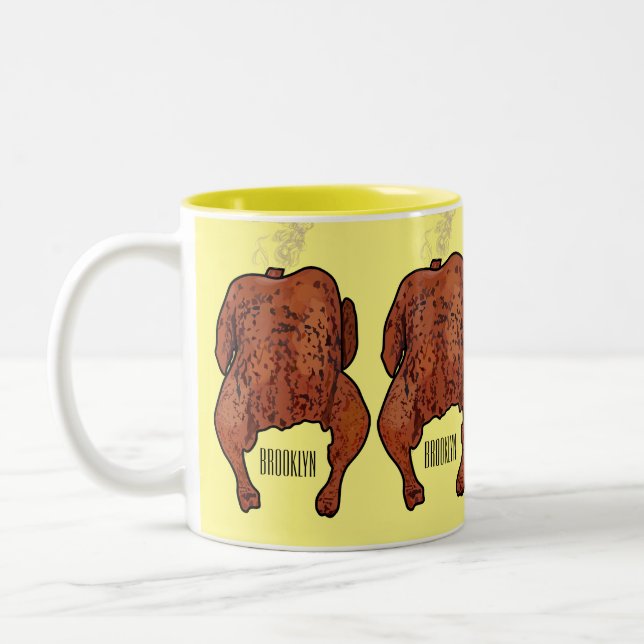 Cartoon-Darstellung von Hähnchen Zweifarbige Tasse (Links)