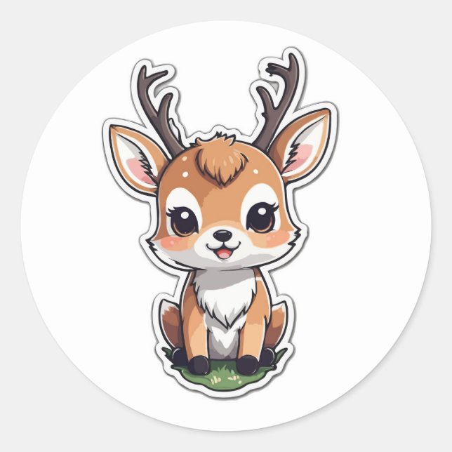 Cartoon Deer Illustration - Aufkleber für Wildtier (Vorderseite)