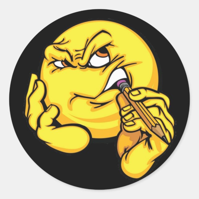 Cartoon denken Ausdrucksaufkleber Runder Aufkleber (Vorderseite)