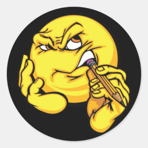 Cartoon denken Ausdrucksaufkleber Runder Aufkleber