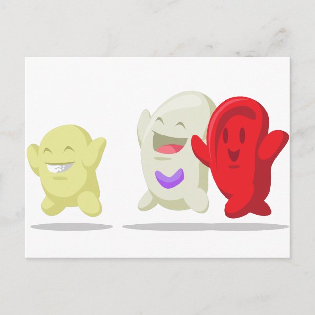 Cartoon der Blutkörperchen - Erythrozyten, Leukozy Postkarte (Vorderseite)