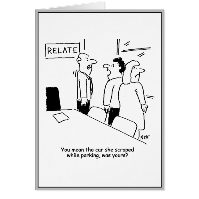 Cartoon der Eheberatung. Ich habe das Auto gekrönt (Vorne)