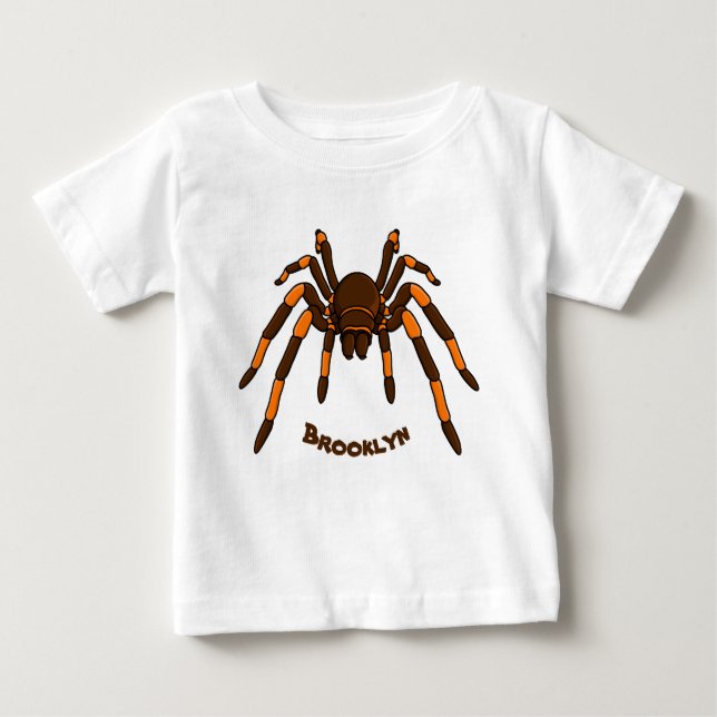 Cartoon der graubraunen und orangen Spinne Baby T-shirt (Vorderseite)