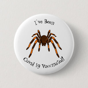 Cartoon der graubraunen und orangen Spinne Button
