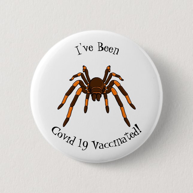 Cartoon der graubraunen und orangen Spinne Button (Vorderseite)