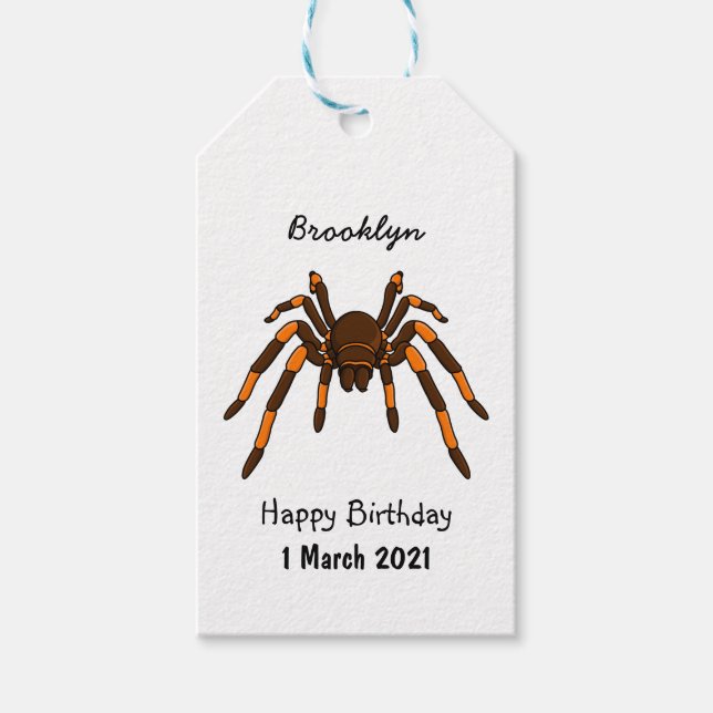 Cartoon der graubraunen und orangen Spinne Geschenkanhänger (Vorderseite)