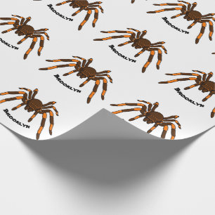 Cartoon der graubraunen und orangen Spinne Geschenkpapier
