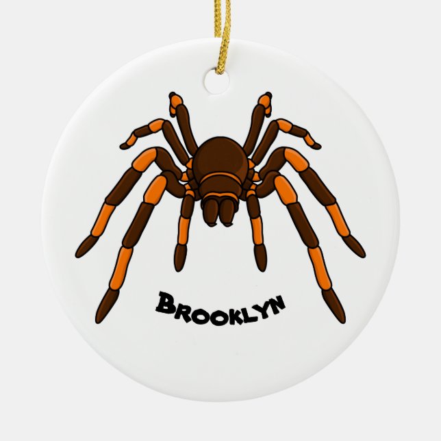 Cartoon der graubraunen und orangen Spinne Keramik Ornament (Vorne)