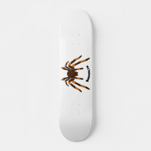 Cartoon der graubraunen und orangen Spinne Skateboard