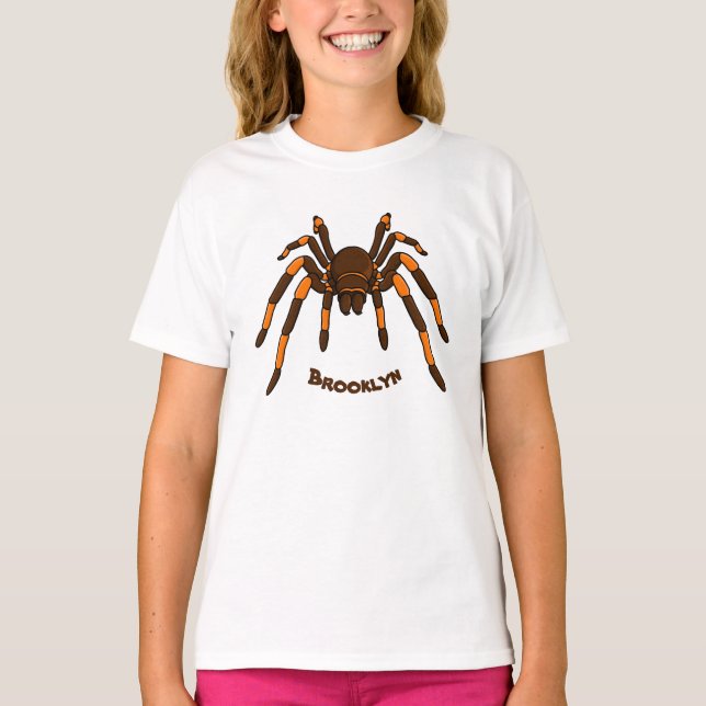 Cartoon der graubraunen und orangen Spinne T-Shirt (Vorderseite)