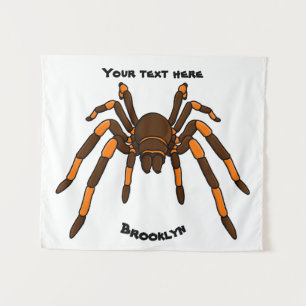 Cartoon der graubraunen und orangen Spinne Wandteppich