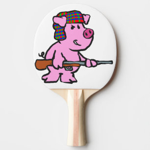 Cartoon der Jagdschweinchen Hintergrundfarbe Tischtennis Schläger