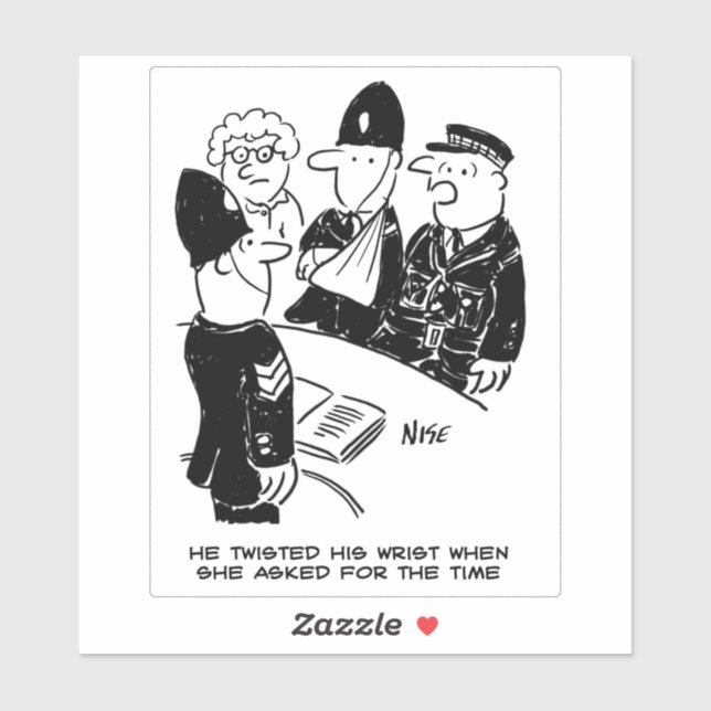 Cartoon der Polizei konstatiert Wrist Verletzungen Aufkleber (Blatt)