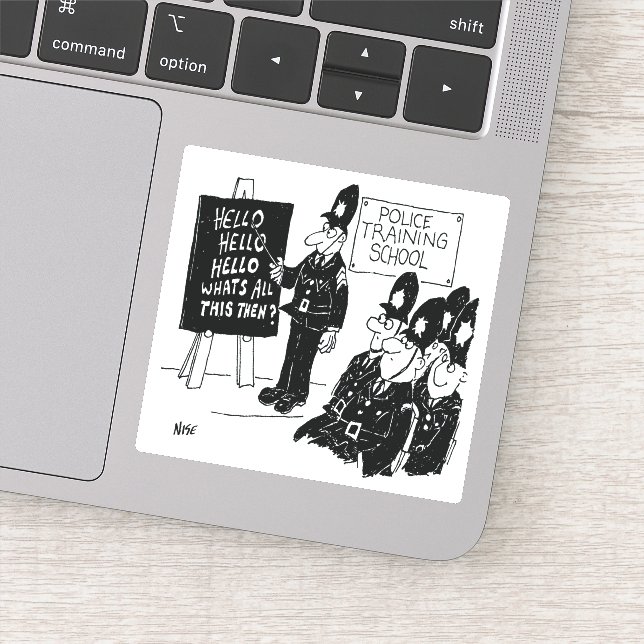 Cartoon der Polizeischule. Aufkleber (Detail)