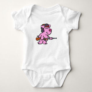 Cartoon der Schweinejägerin   Hintergrundfarbe aus Baby Strampler