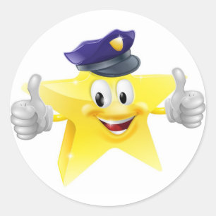 Cartoon der Sternenpolizei Runder Aufkleber