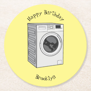 Cartoon der Waschmaschine Runder Pappuntersetzer