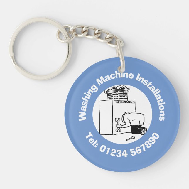 Cartoon der Waschmaschinenanlagen Schlüsselanhänger (Vorderseite)