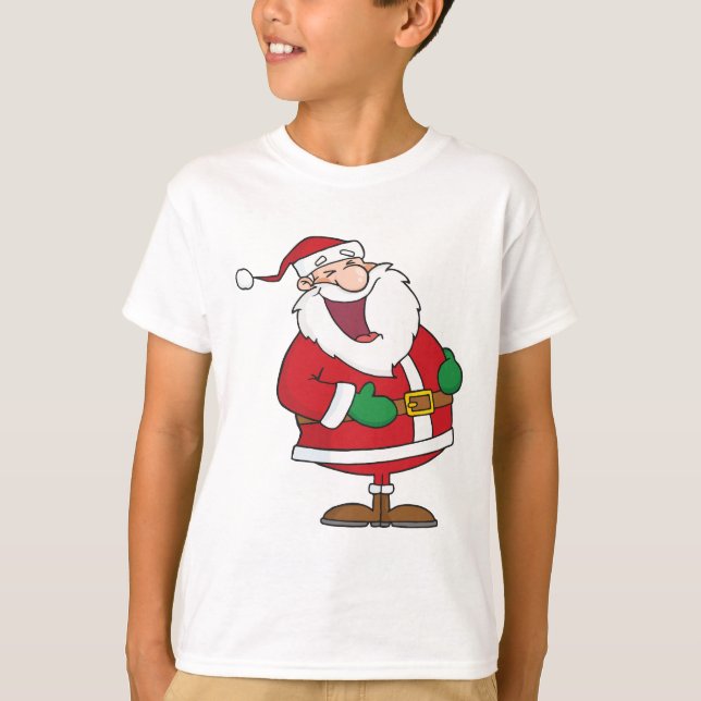 Cartoon, der Weihnachtsmann lacht T-Shirt (Vorderseite)