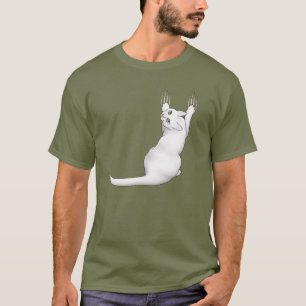 Cartoon der weißen Katze zeichne kratzend und reiß T-Shirt