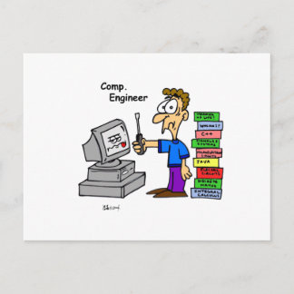 Cartoon des Computeringenieurs Postkarte