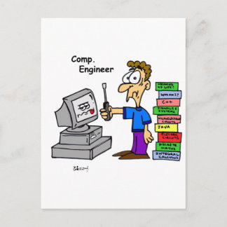 Cartoon des Computeringenieurs Postkarte