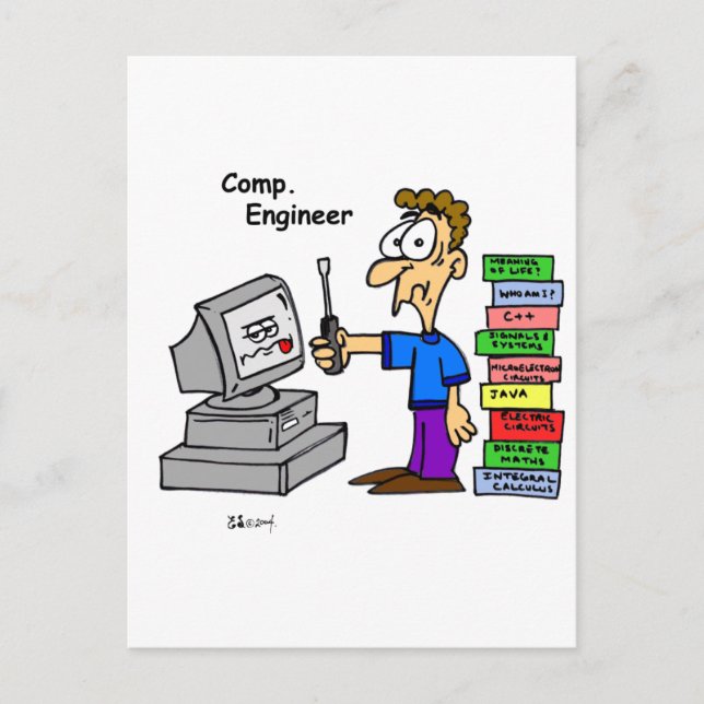 Cartoon des Computeringenieurs Postkarte (Vorderseite)