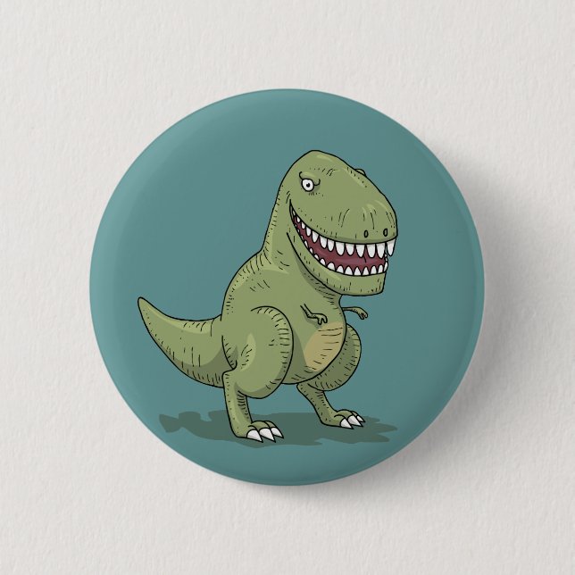 Cartoon des Dinosaurier-T Rex Button (Vorderseite)