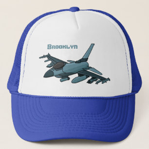 Cartoon des militärischen Kampfflugzeugs Flugzeug Truckerkappe