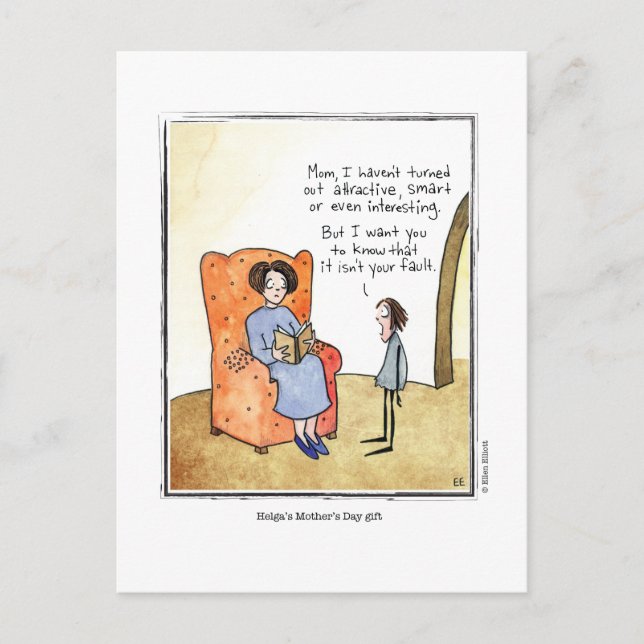 CARTOON des MUTTER von Ellen Elliott Postkarte (Vorderseite)