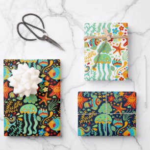 Cartoon des Wasserlebens Geschenkpapier Set