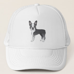 Cartoon-Design für blaue und weiße Boston-Terrier Truckerkappe