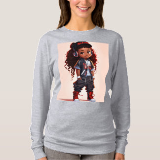 Cartoon Design T - Shirt Girl