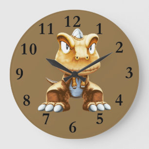 Cartoon Dinosaur Clock Große Wanduhr