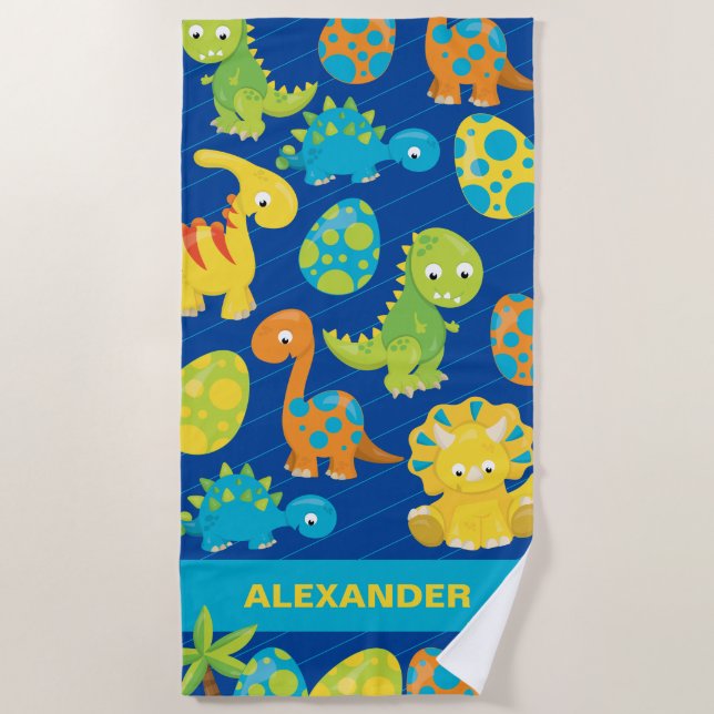 Cartoon Dinosaur Pattern Boys Sommer  Strandtuch (Vorderseite)