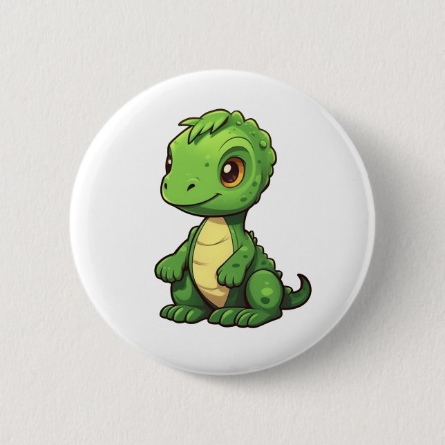 Cartoon-Dinosaurier-Abbildung Button (Vorderseite)