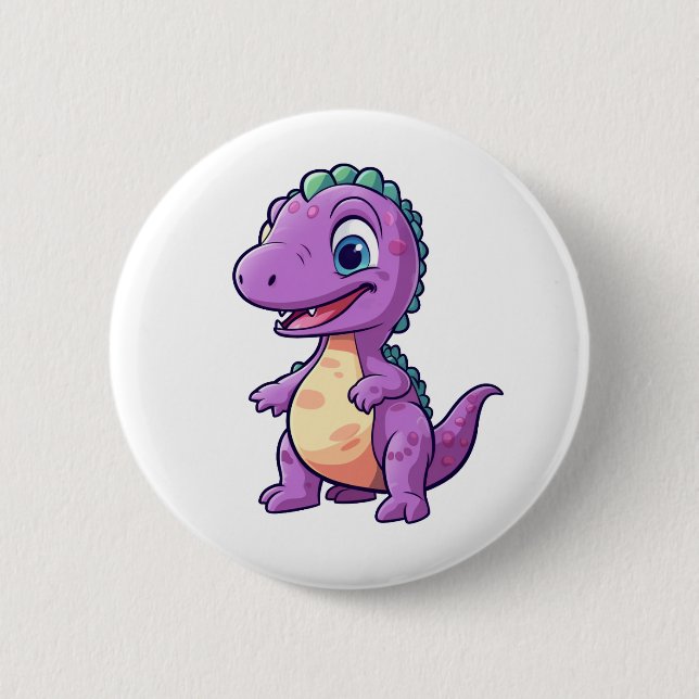 Cartoon-Dinosaurier-Abbildung Button (Vorderseite)