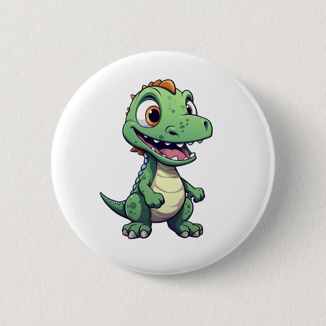 Cartoon-Dinosaurier-Abbildung Button (Vorderseite)