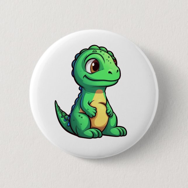 Cartoon-Dinosaurier-Abbildung Button (Vorderseite)