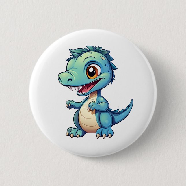 Cartoon-Dinosaurier-Abbildung Button (Vorderseite)