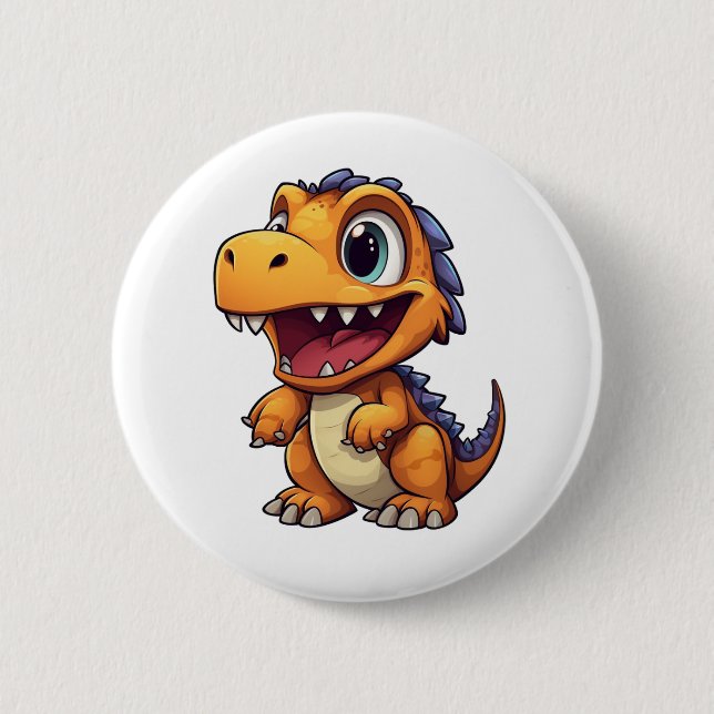 Cartoon-Dinosaurier-Abbildung Button (Vorderseite)