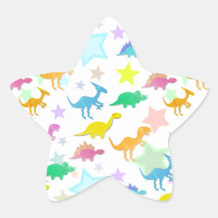 Cartoon Dinosaurier Color Star Sticker