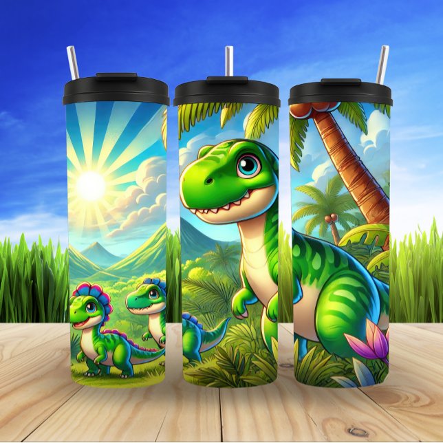 Cartoon Dinosaurier Jungle Fun Thermosbecher (Von Creator hochgeladen)