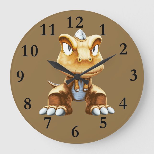Cartoon-Dinosaurier-Uhr Große Wanduhr (Vorderseite)