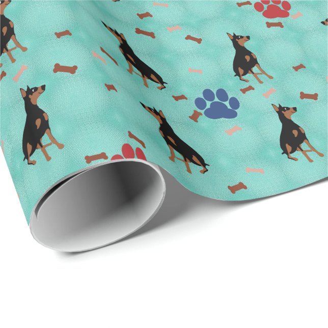 Cartoon Doberman Geschenkpapier (Rolleneckpunkt)