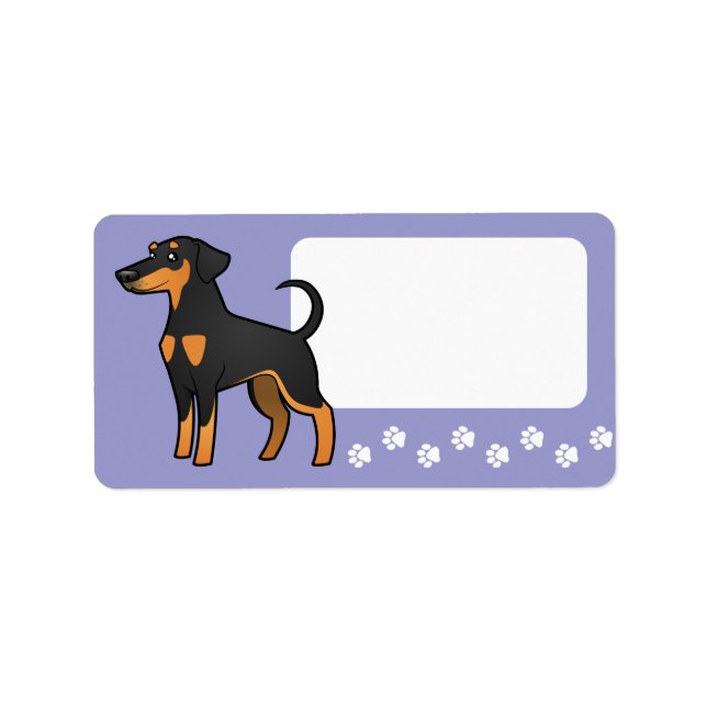 Cartoon Doberman Pinscher (Diskettenohren) Adressaufkleber (Vorne)