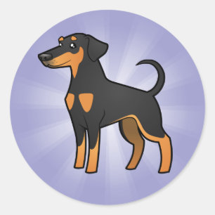 Cartoon Doberman Pinscher (Diskettenohren) Runder Aufkleber
