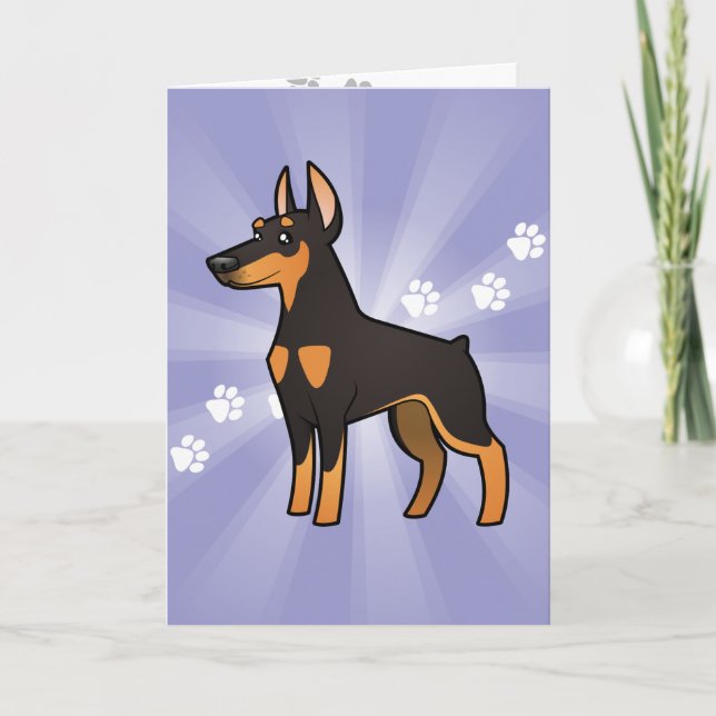 Cartoon Doberman Pinscher (spitze Ohren) Karte (Vorderseite)