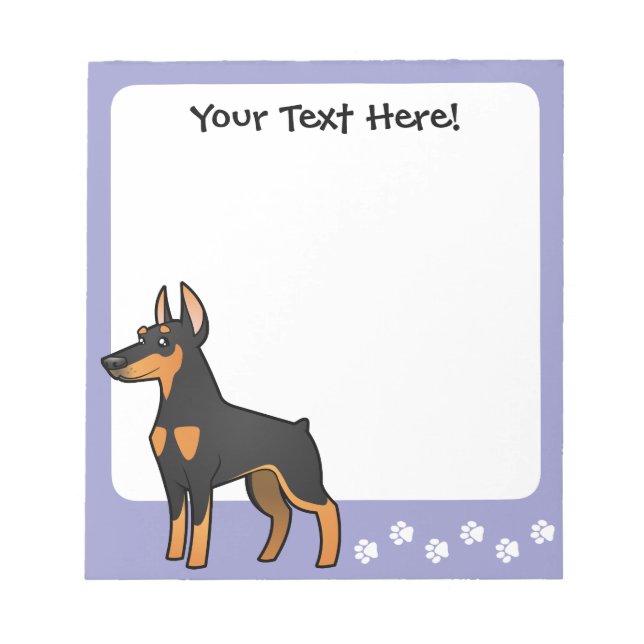 Cartoon Doberman Pinscher (spitze Ohren) Notizblock (Vorderseite)