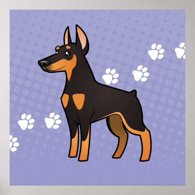 Cartoon Doberman Pinscher (spitze Ohren) Poster (Vorne)